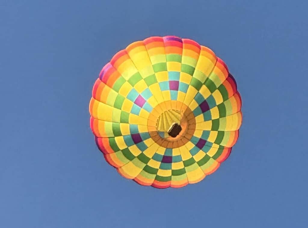 View of Oklahoma hot air balloon rides from under the balloon
